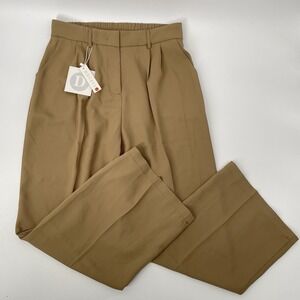 NWT Decivi Women's Large Pants Straight Wide Leg Tan Stretch Trousers Career